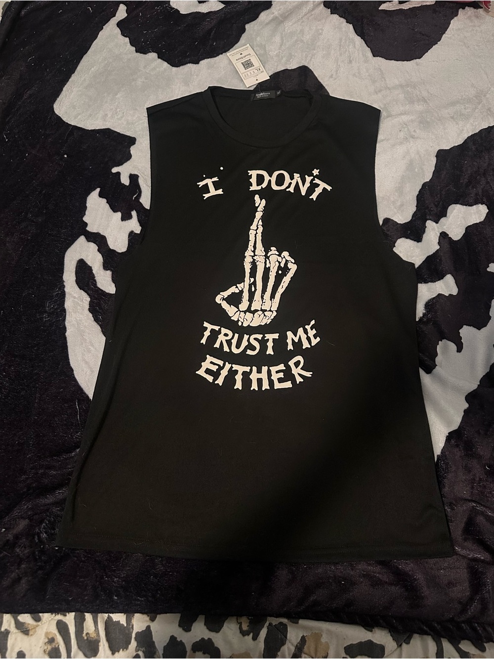 Mens Black Graphic Muscle Tee - I Don't Trust Me Either